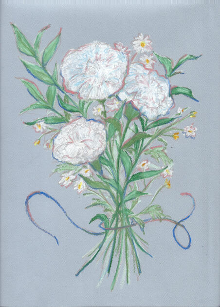 Carnations with Chamomile - oil pastel